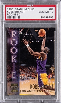 1996/97 Stadium Club Rookies 2 #R9 Kobe Bryant Rookie Card - PSA GEM MT 10